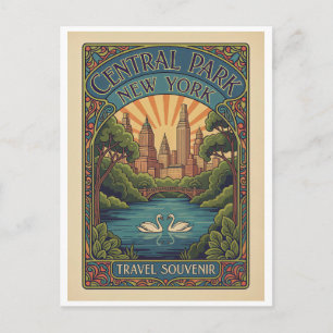 New York, USA – Central Park im Stil der 1910er Ja Postkarte