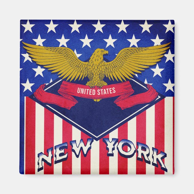 New York USA Flag Magnet (Vorne)