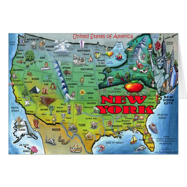 New York USA Map (Vorderseite (Horizontal))