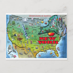 New York USA Map Postkarte