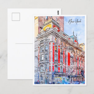 New York USA Reiseort Wasserfarbe Postkarte