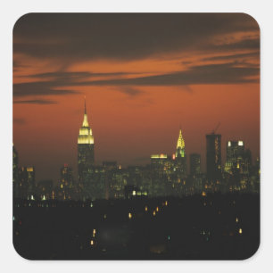New York, USA. Skyline von Manhattan 2 Quadratischer Aufkleber