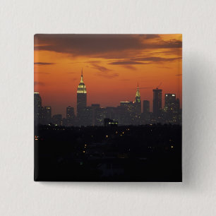 New York, USA. Skyline von Uptown Manhattan Button