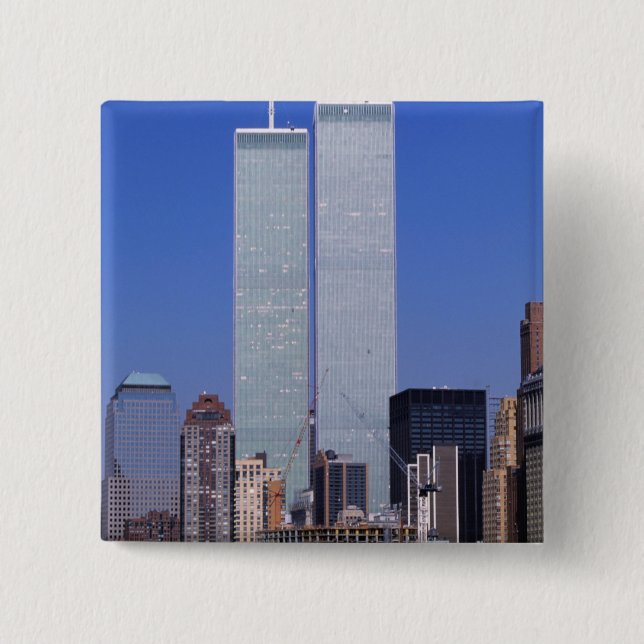 New York, USA. Zwillingstürme der berühmten Welt Button (Vorderseite)
