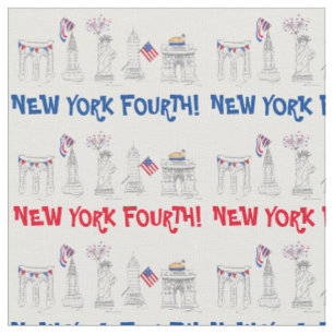 New York Vierte! Patriotic July 4. NYC Fireworks Stoff