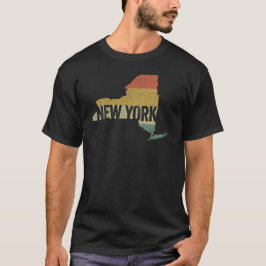 New York Vintag Retro Sunset Staaten Map T-Shirt