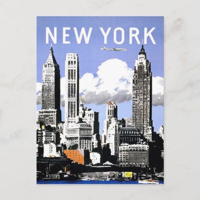New York Vintage Travel Postkarte (Vorderseite)