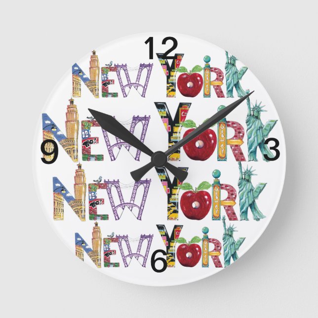 New York Wall Clock Runde Wanduhr (Vorderseite)