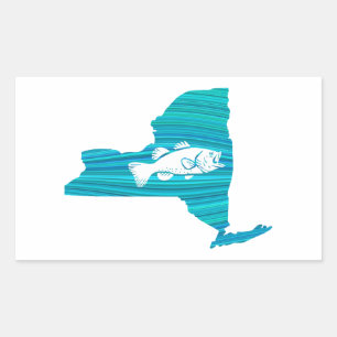 New York Wave Fishing Rechteckiger Aufkleber