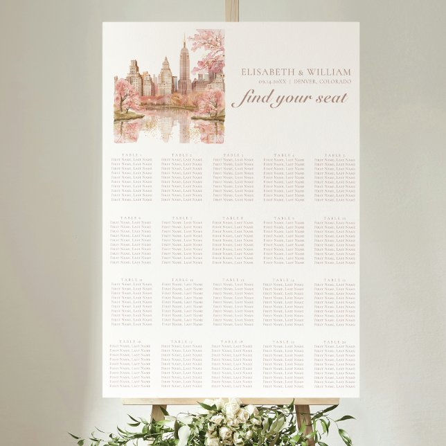 New York Wedding 20 Table Seating Chart Poster (Von Creator hochgeladen)