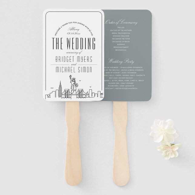 New York Wedding | Hochzeitsprogramm Hand Fan Fächer (Vorne und Hinten)
