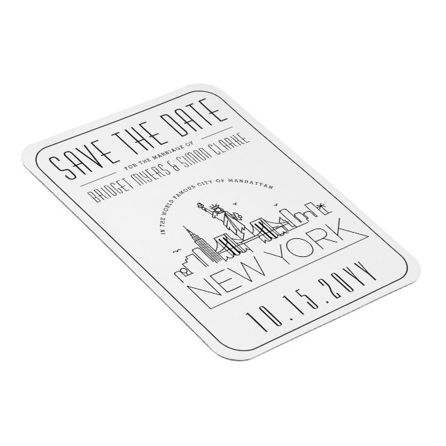 New York Wedding Stylized Skyline Save the Date Magnet (Rechte Seite)