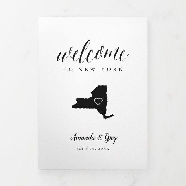 New York Wedding Welcome Letter & Tour Dreifach-gefaltete Programmkarte (Cover)