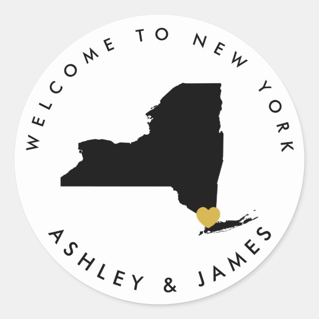 New York Wedding Welcome Sticker für Leckerei Box  (Vorderseite)