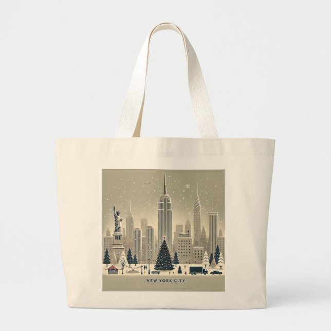 New York Weihnachten | Freiheitsstatue Jumbo Stoffbeutel (Vorne)