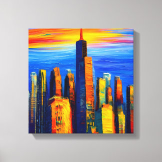 New York Wolkenkratzer während des Sonnenuntergang Leinwanddruck
