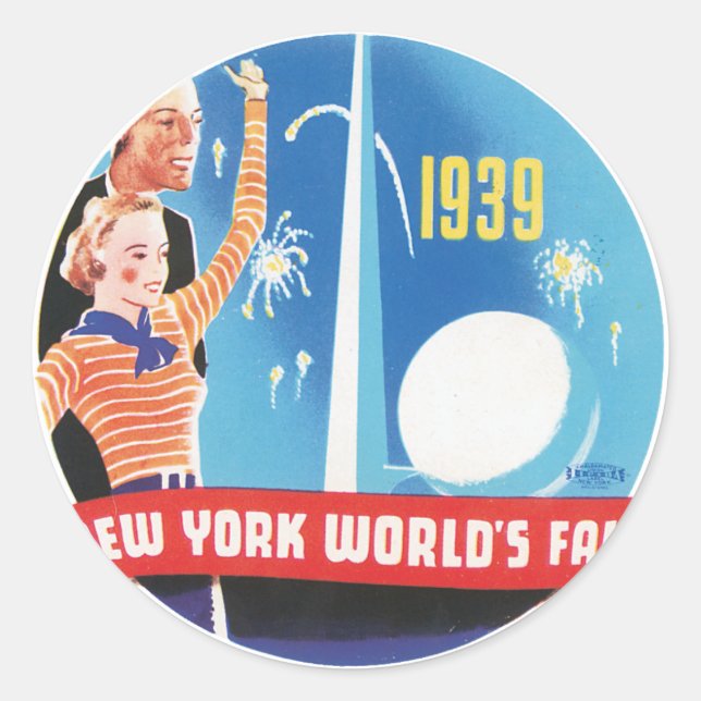 New York World's Fair 1939 Runder Aufkleber (Vorderseite)