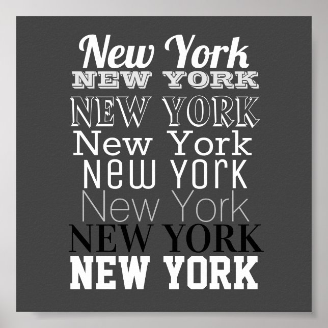 New York Wort Art Typografy Poster Moderne (Vorne)