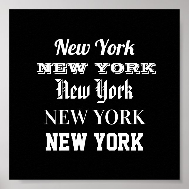 New York Wort Art Typografy Poster Moderne (Vorne)