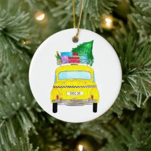 New York Yellow Cab Taxi Weihnachtsgeschenke Keramik Ornament