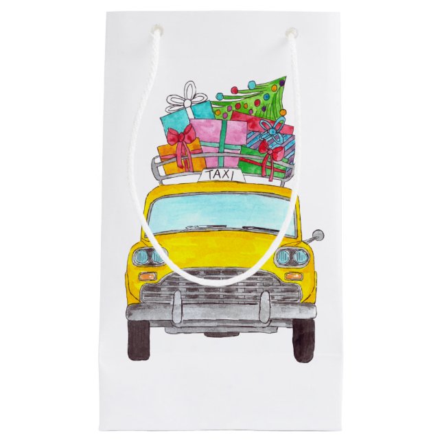 New York Yellow Cab Taxi Weihnachtsgeschenke Kleine Geschenktüte (Vorderseite)