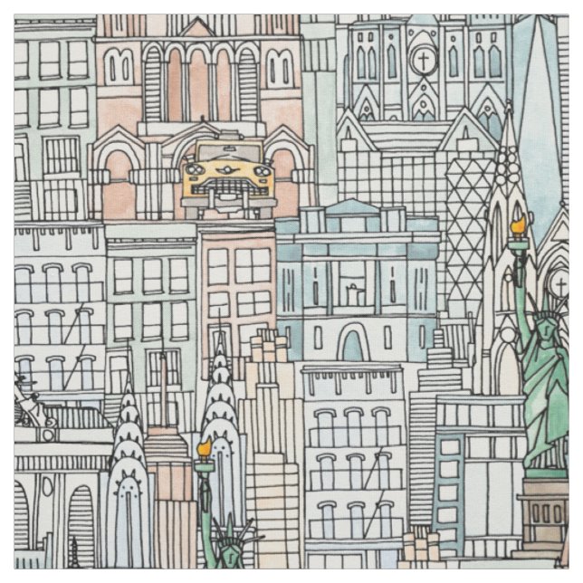 New- YorkAquarell Stoff (Muster)
