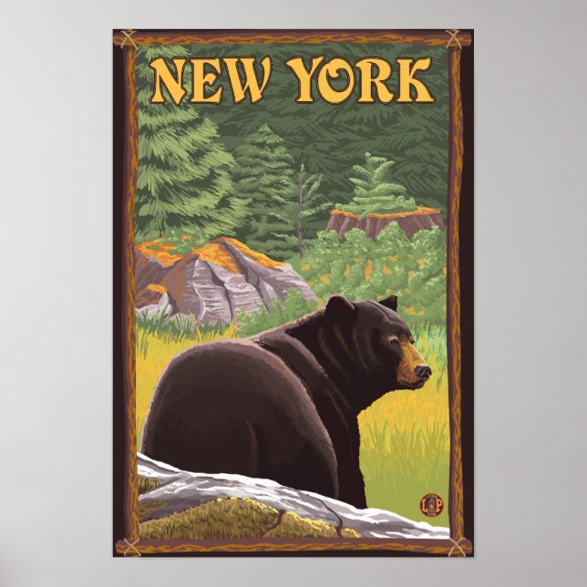 New YorkBlack Bear in Forest Poster (Vorne)