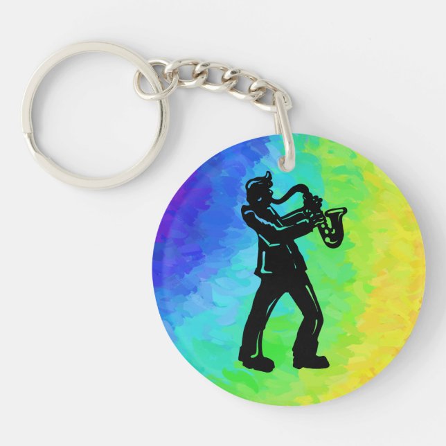 New- YorkBoogie-NachtSaxophon-Regenbogen Schlüsselanhänger (Vorderseite)