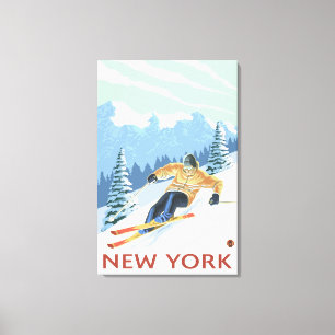 New YorkDownhill Skier Scene Leinwanddruck