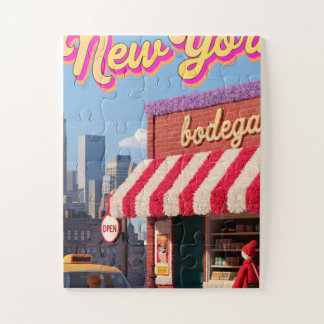 New Yorker Bodega Nacht Taxi Skyline Poster