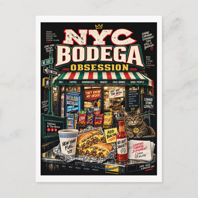 New Yorker Bodega Postkarte (Vorderseite)