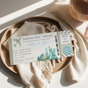 New Yorker Bordkarte Ticket Hochzeits-Einladung Einladung