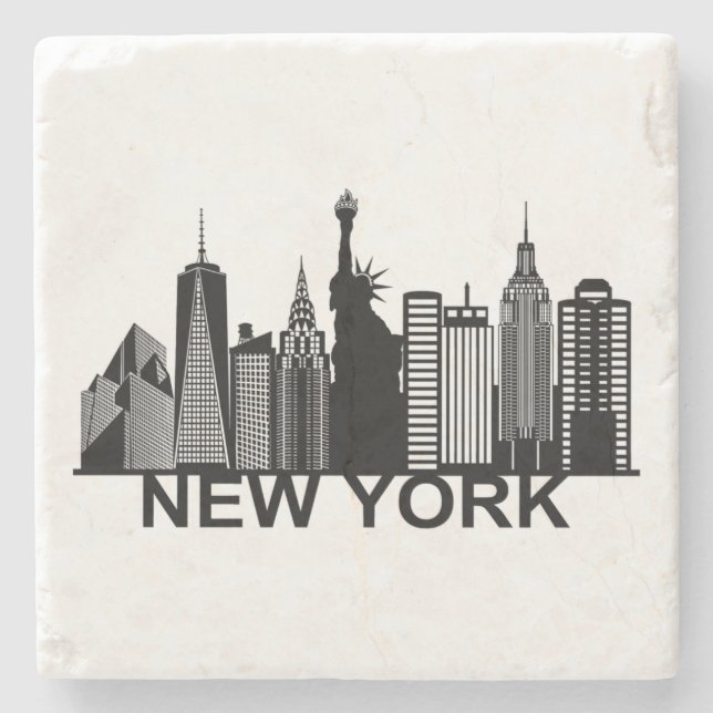 New Yorker City Silhouette Steinuntersetzer (Vorderseite)