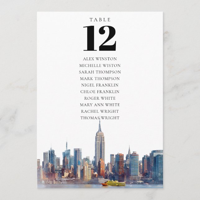 New Yorker City Tischnummer Seekarte (Vorderseite)