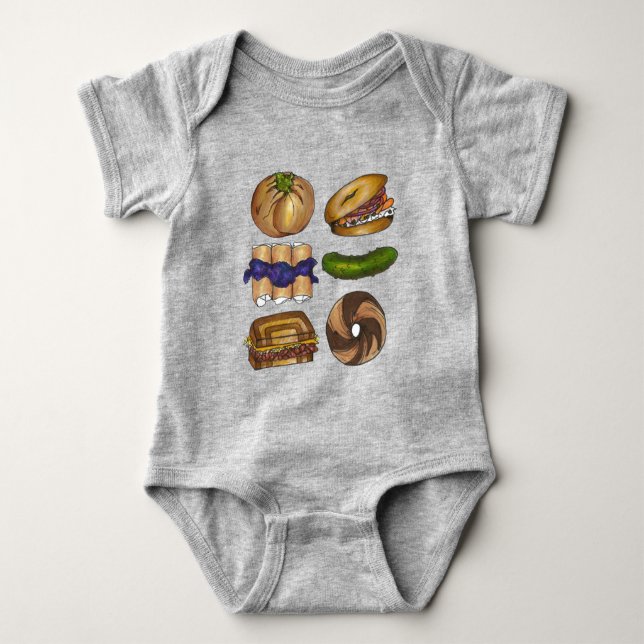 New Yorker Feinschmecker NYC Jüdischer Deli Pickle Baby Strampler (Vorderseite)