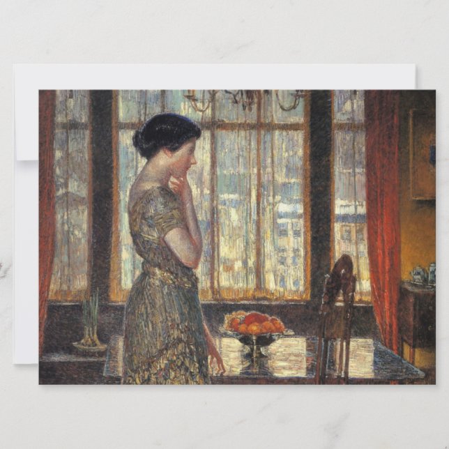 New Yorker Fenster im Winter (von Childe Hassam) Karte (Vorderseite)