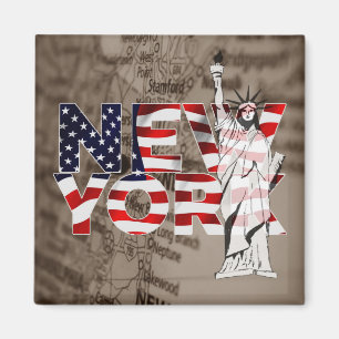New Yorker Flaggenkarte Liberty Collage Magnet