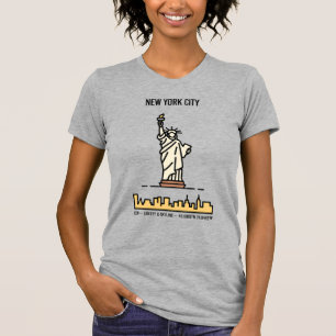 New Yorker Freiheitsstatue Stadtbild Einfache Lini T-Shirt