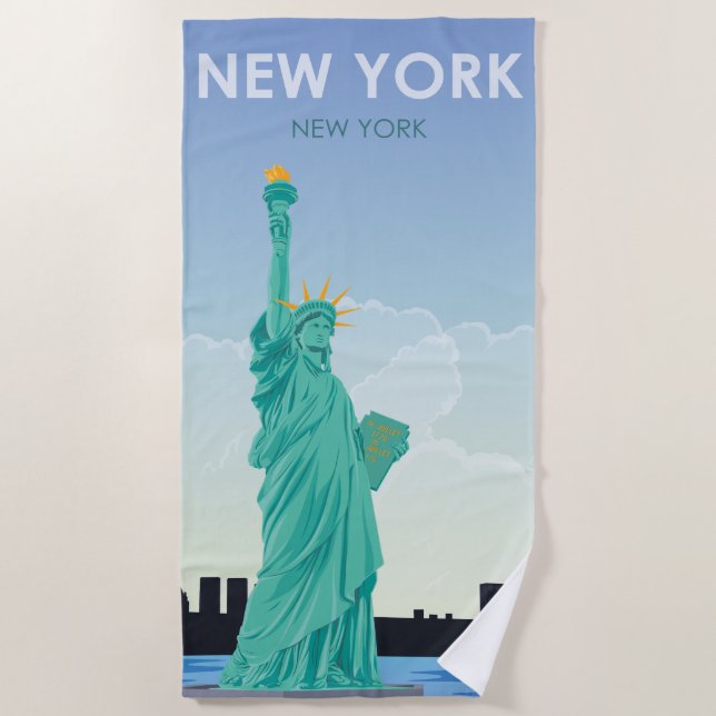 New Yorker Freiheitsstatue Strandtuch (Vorderseite)