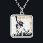 New Yorker Freiheitsstatue Versilberte Kette<br><div class="desc">New Yorker Freiheitsstatue und Manhattan</div>