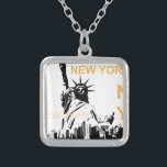 New Yorker Freiheitsstatue Versilberte Kette<br><div class="desc">New Yorker Freiheitsstatue und Manhattan</div>