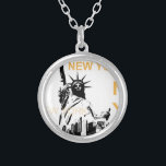 New Yorker Freiheitsstatue Versilberte Kette<br><div class="desc">New Yorker Freiheitsstatue und Manhattan</div>