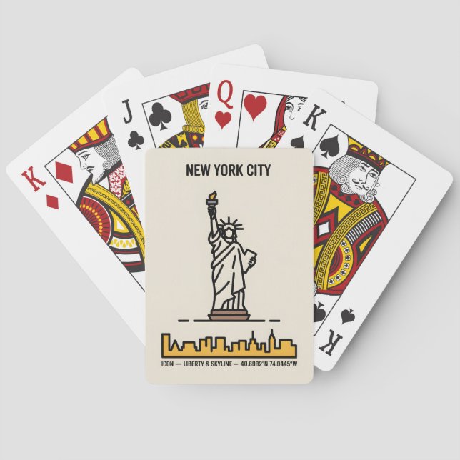 New Yorker Freiheitsstraßen Minimalistisch Spielkarten (Rückseite)