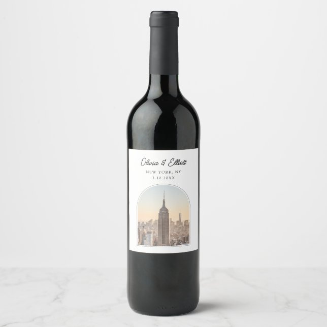 New Yorker Gastgeschenk Hochzeit Personalisiert Weinetikett (Vorderseite)