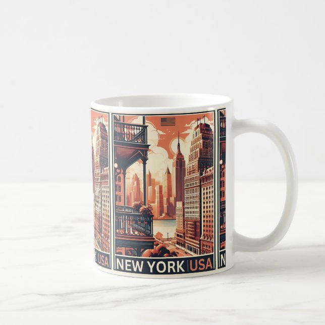 New Yorker Gebäude Vintager Balkon Kaffeetasse (Rechts)