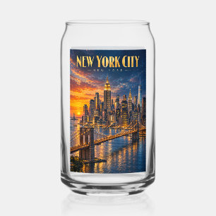 New Yorker Golden-Skyline-Sonnenuntergang-Reisepos Dosenglas