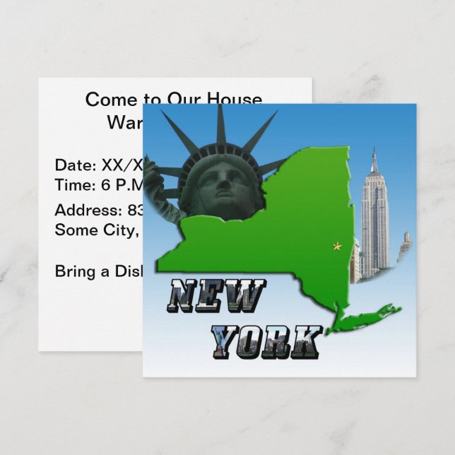New Yorker Karte, Freiheitsstatue, Denkmal Einladung (Vorne/Hinten)