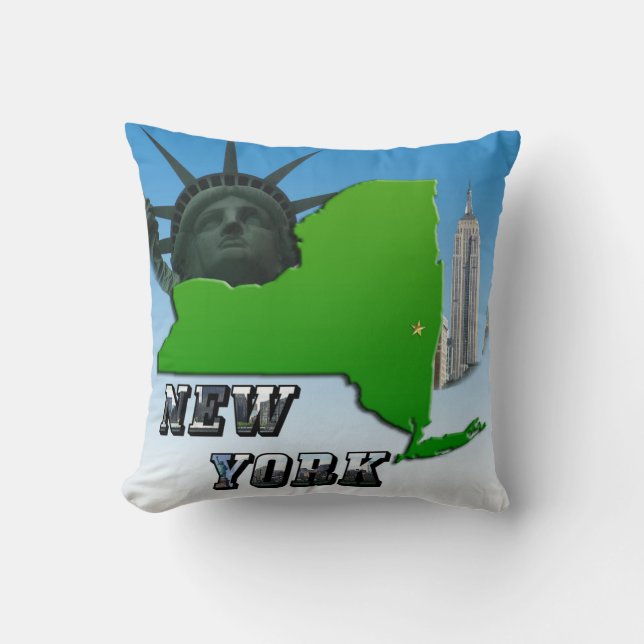 New Yorker Karte, Freiheitsstatue, Denkmal Kissen (Vorderseite)