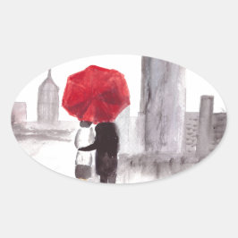 New Yorker Liebe Ovaler Aufkleber