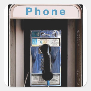 New Yorker öffentliches Telefon, Retro-Telefonzell Quadratischer Aufkleber